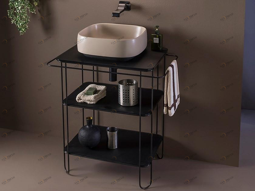 Ceramica Flaminia Консоль для умывальника из нержавеющей стали и стекла с вешалкой для полотенец Filo Fi60sv