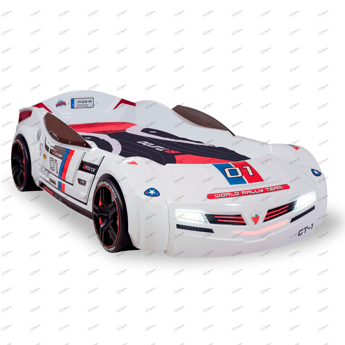 Кровать-машина с подсветкой 90х195 см белая BiTurbo CILEK  00-3832320 Белый Santreyd 