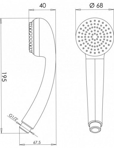 906300 001 00  Лейка для душа Cobra, 1 душевая лейка, Ø 65 мм, шипы против известкового налета, белые Valentin Белый  - Вид №2