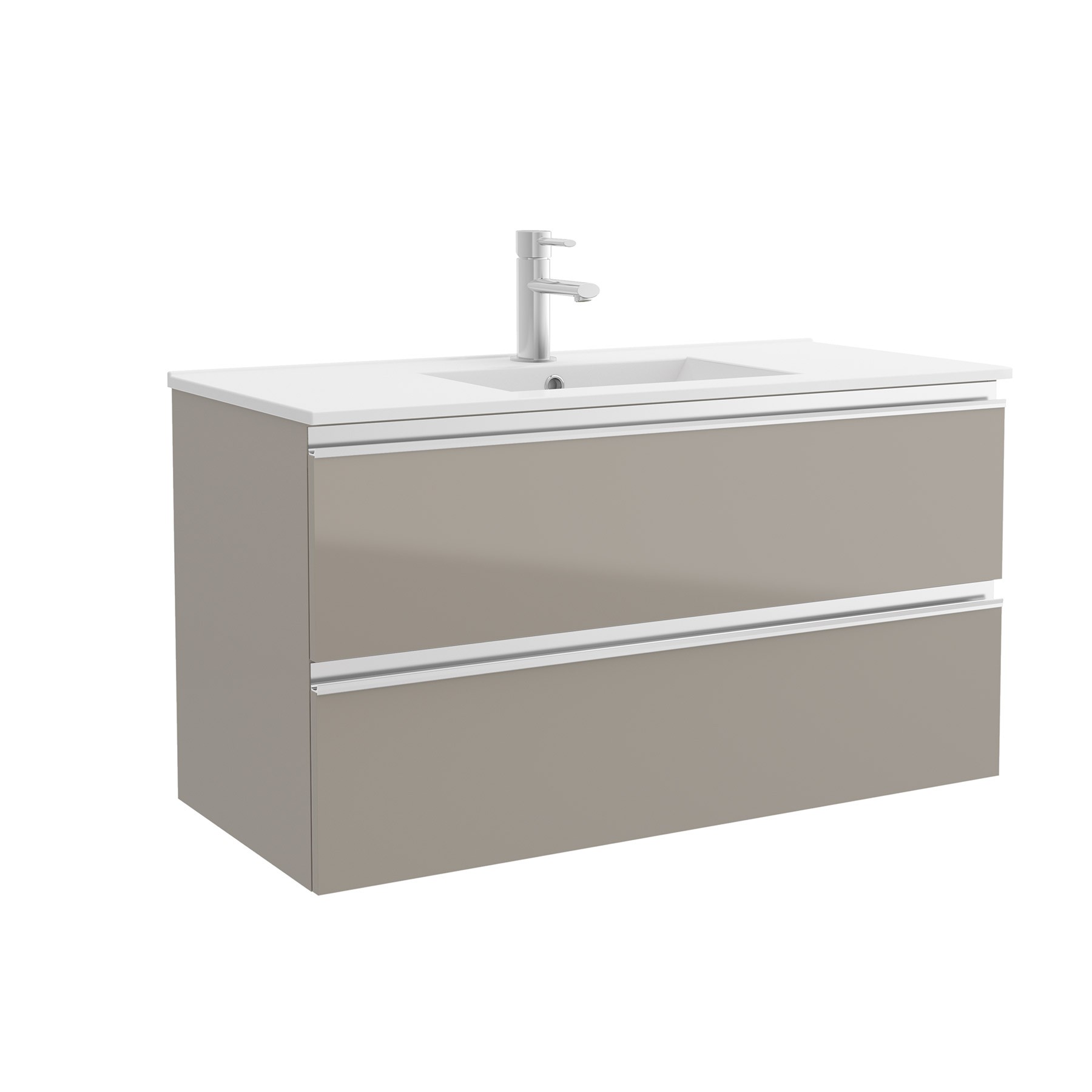 26639 SALGAR Мебель для умывальника SPIRIT 1000 2 металлических ящика GLOSS TAUPE 997 x 540 x 450 мм Глянцево-серо-коричневый - Вид №1