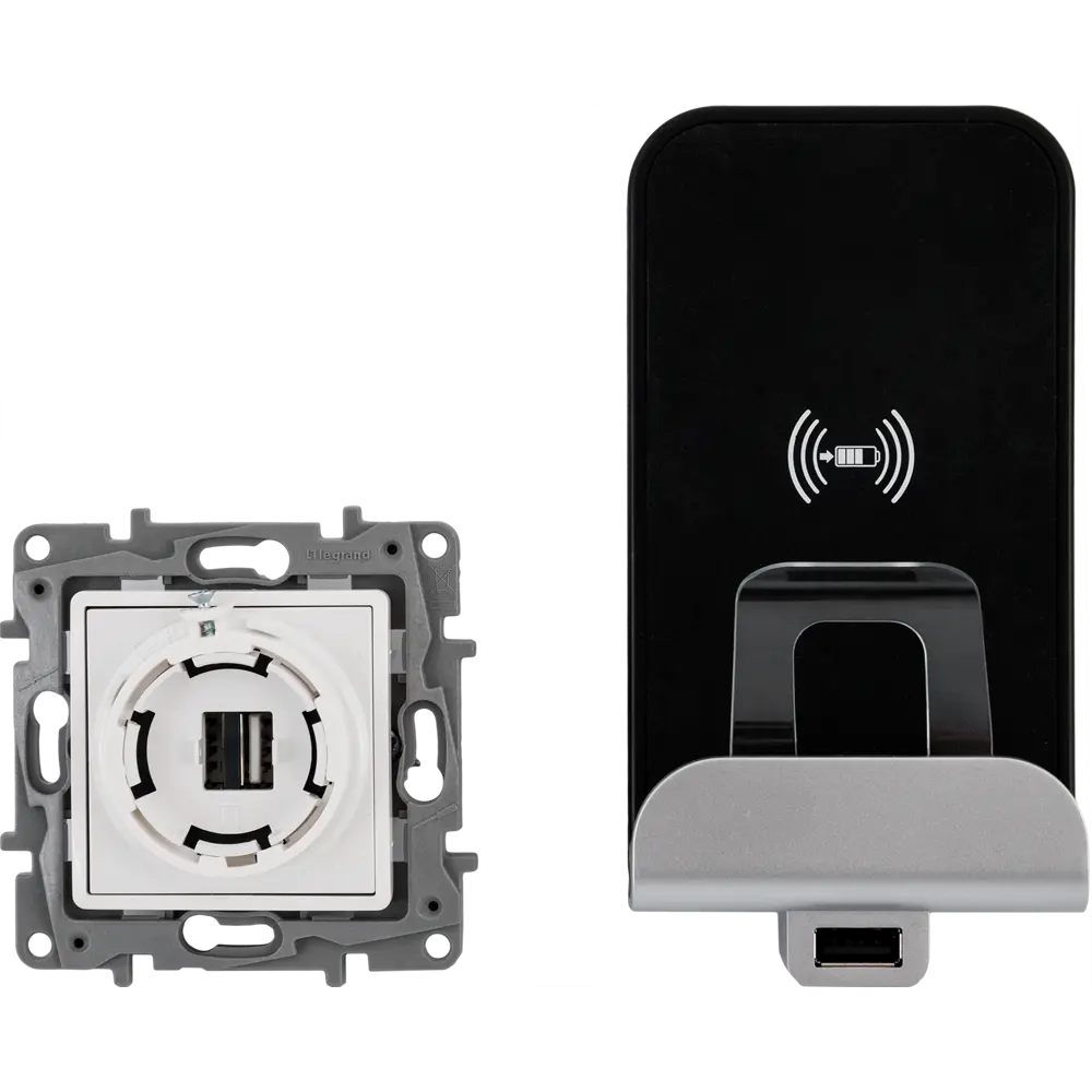 Зарядное устройство беспроводное Legrand 2.4 А цвет черный 82484555 STLM-2201650 