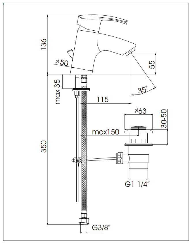 Смеситель для раковины Kaja Platinum 57020-C 57020C - Вид №1