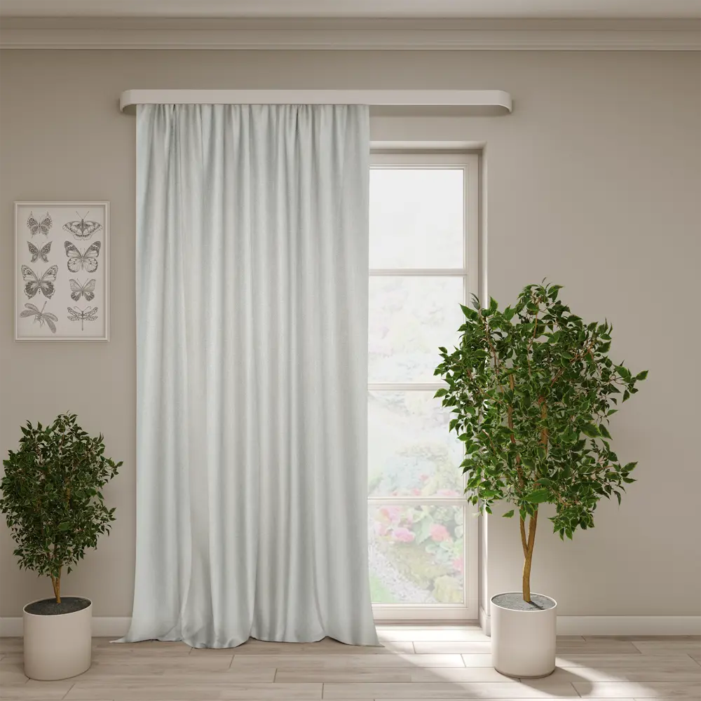 Штора Шарлиз на ленте 200x280 см серо-бежевая для гостиной 89422745 Santreyd STLM-1584618