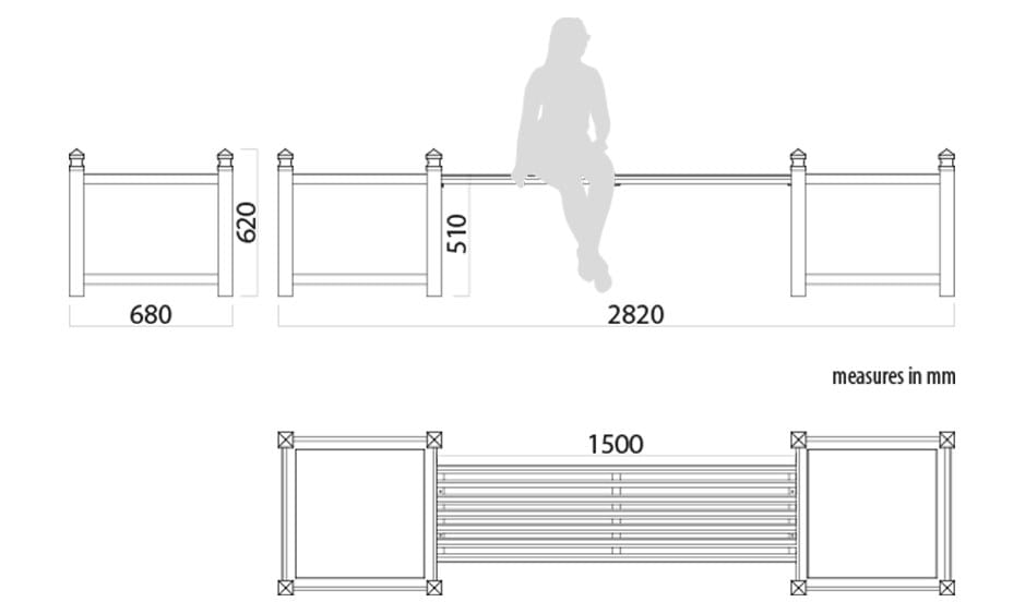 Оцинкованная стальная скамья с интегрированным плантатором без спинки Lazzari Plaza ARCH-00118521 - Вид №3