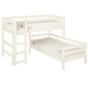 Кровать Flexa Classic двуспальная модульная с прямой лестницей, белая, 200 см