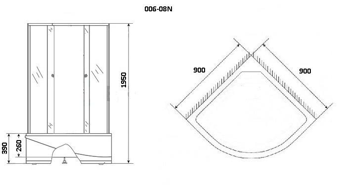Душевой уголок NG- 006-08N (900х900х1950) высокий поддон(39см) стекло МАТОВОЕ Niagara ECO 0060822N - Вид №2