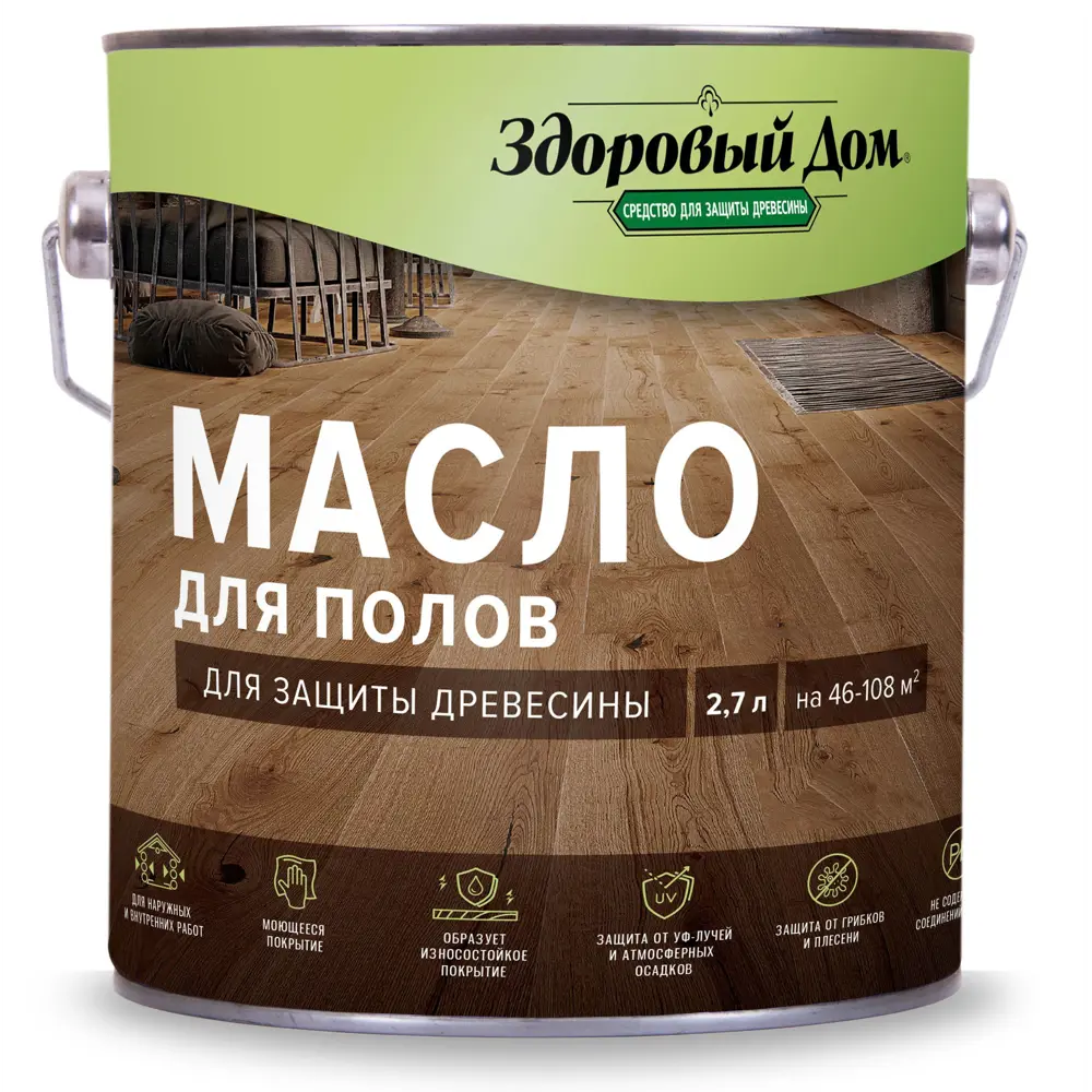 Масло для деревянных полов ЗДОРОВЫЙ ДОМ - натуральная защита цвета дуб 82336792 STLM-0024826 - Вид №1