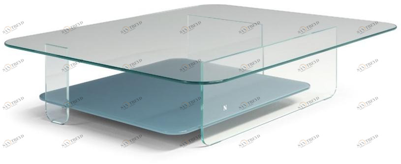 Natuzzi Прямоугольный стеклянный журнальный столик с журнальной полкой sun-id-1412820