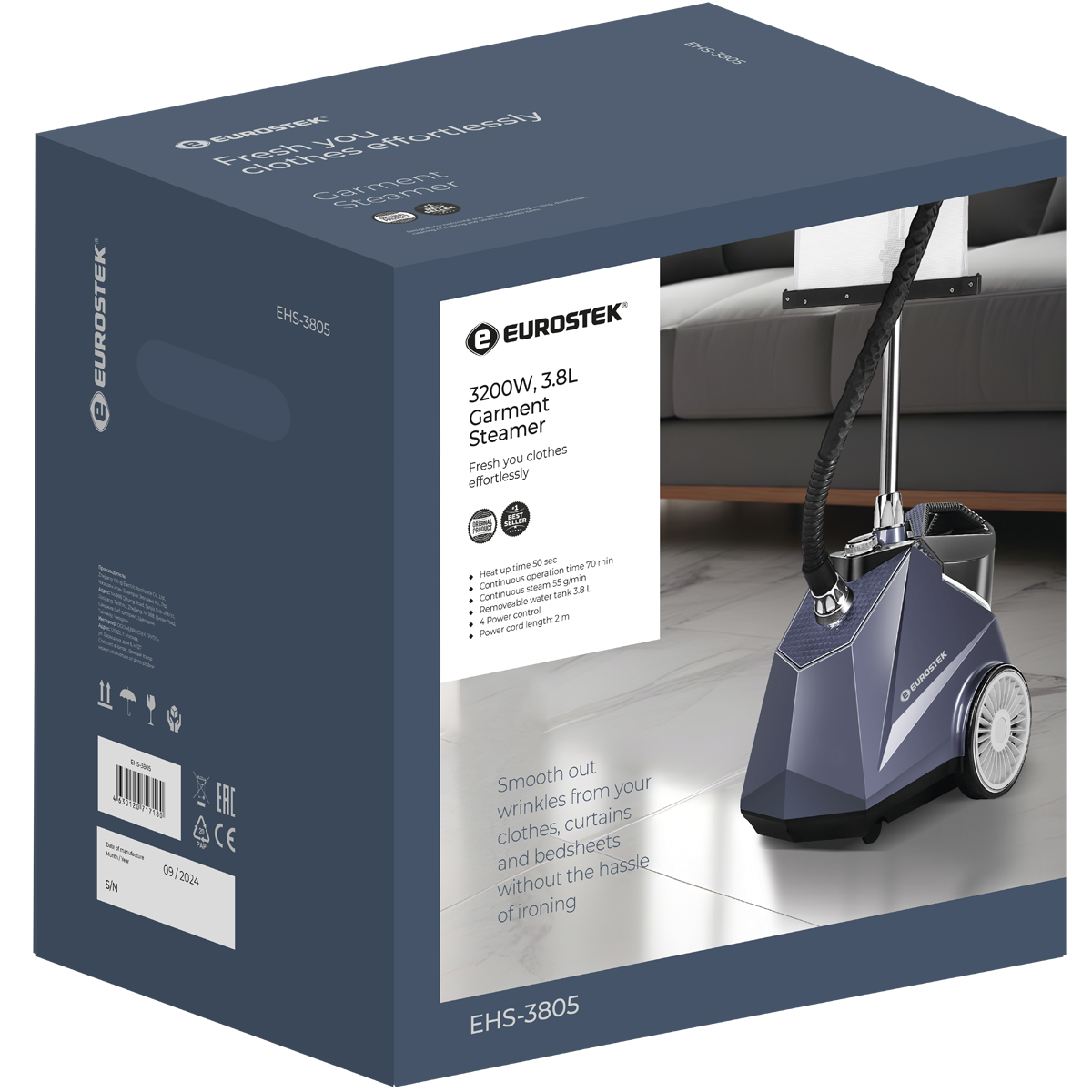 9200200 Отпариватель Eurostek EHS-3805 голубой STDN-0052433 - Вид №6