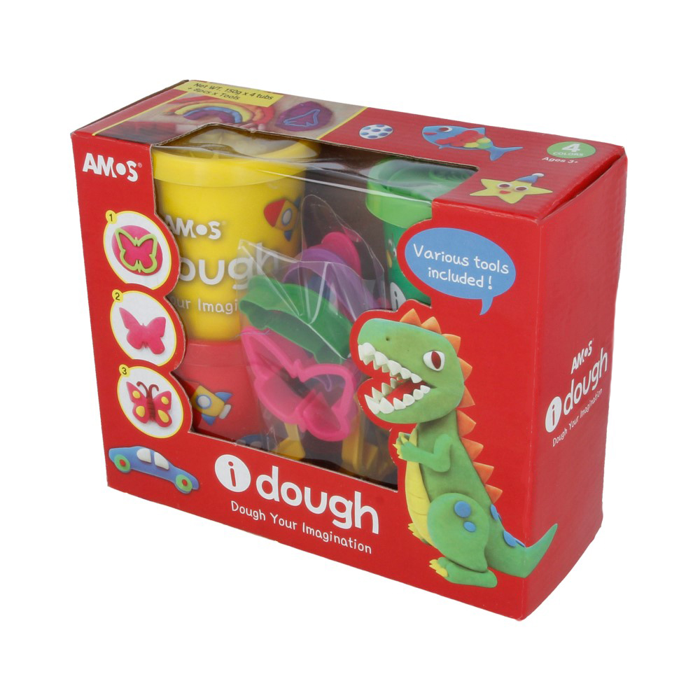 33000 Набор для лепки из теста 4 цв. с формочками 4 цв. с формочками AMOS 