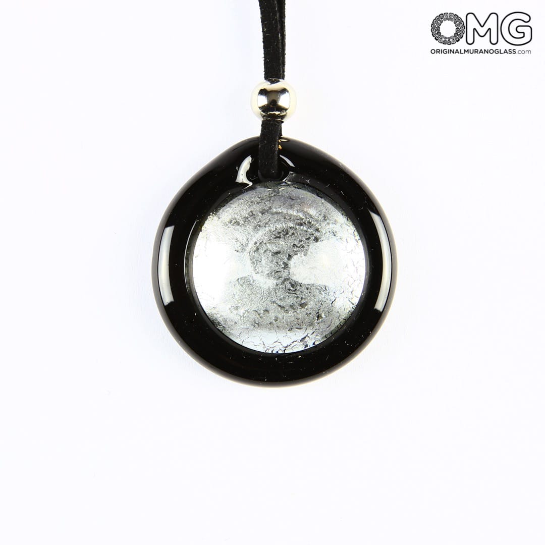 2471 ORIGINALMURANOGLASS Круглая белая подвеска из стекла соммерсо - муранское стекло - Original Murano Glass OMG 5 см  - Вид №1