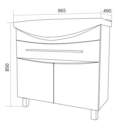 У94494 Тумба Lina Classic New 85Н 1в.я 2д Белый глянец 1 Marka Lina Classic  - Вид №6