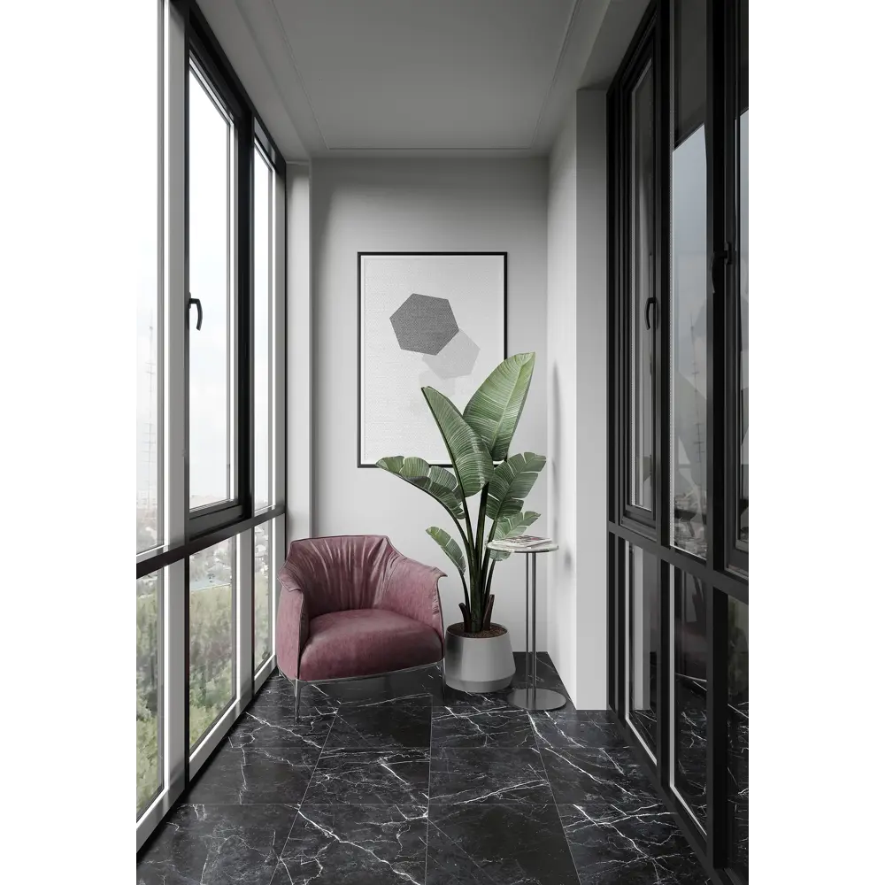 Керамогранит Kreaforta Dina с мраморным эффектом 42×42 см черный 89414198 STLM-1566489 - Вид №5