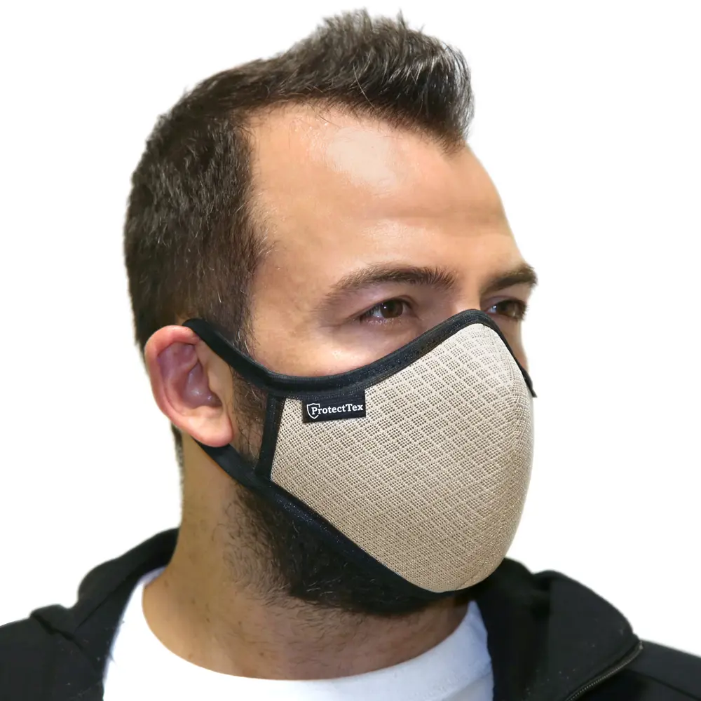 Маска для лица гигиеническая многоразовая ProtectTex, 190x140x5 мм, ПЭ/ппр, цвет бежевый 82643631 STLM-2209605 Santreyd  - Вид №2
