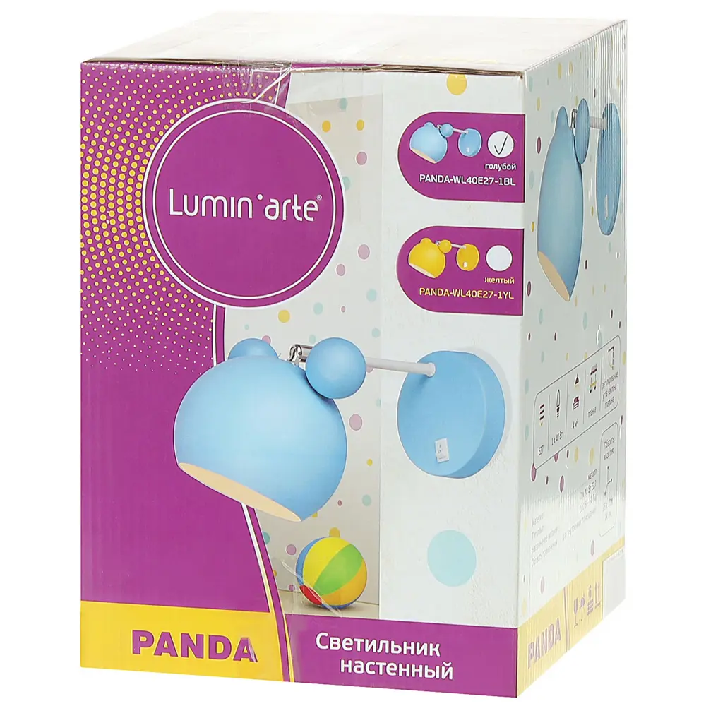 Бра Panda 1хЕ27х40 Вт цвет голубой LUMIN ARTE STLM-2100598 - Вид №3