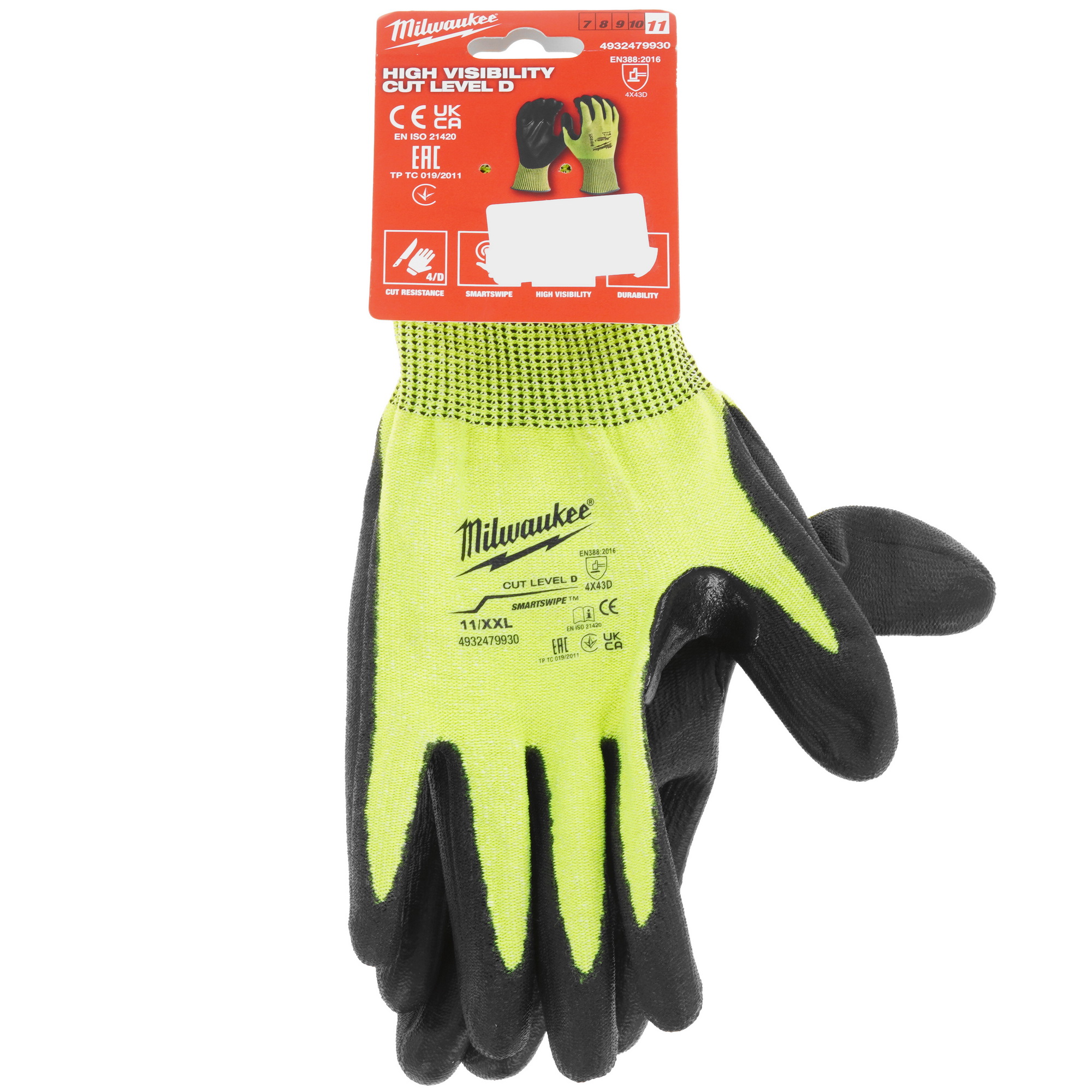 Перчатки трикотажные Milwaukee Hi-Vis Cut level 4/D 11/XXL 5478069 STDN-0085303 - Вид №4