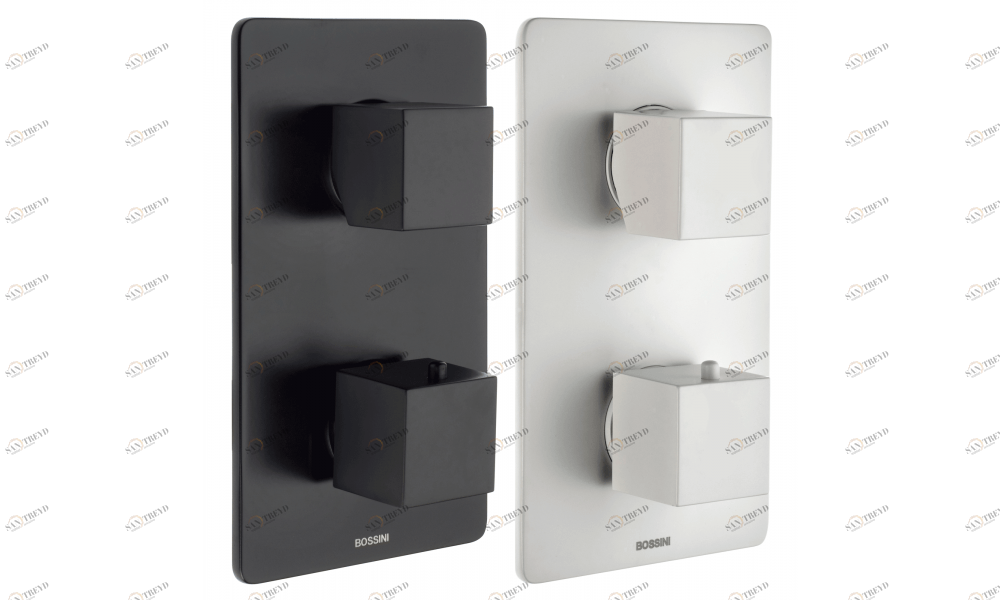Z00061_073-045 + Z00101 - Thermostatic Black & White Collection Cube - 2 Outlets BOSSINI 