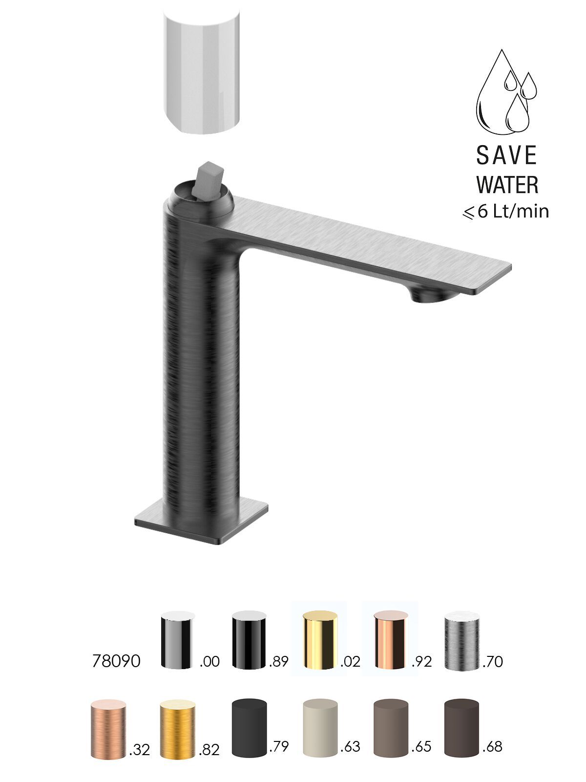 Однорычажный смеситель для раковины с автоматическим сливом Rubinetterie Frattini Narciso S ARCH-00043114 - Вид №4