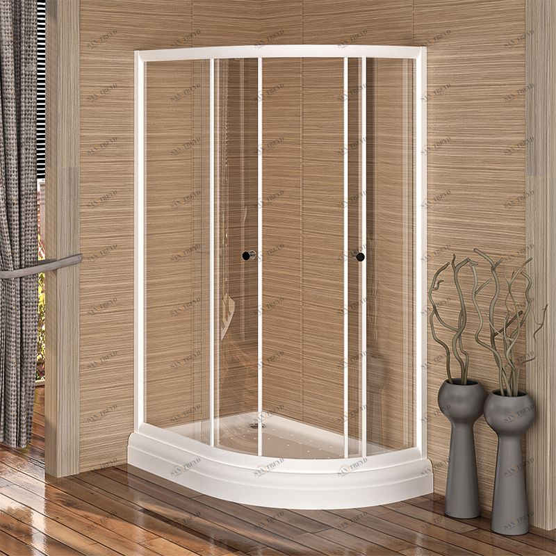 Душевой угол 120х80 (правое исполнение), стеклянные шторки (прозрачные) (2 дверцы), поддон на раме-подставке с устройством слива, профиль белый Radomir 1031200080