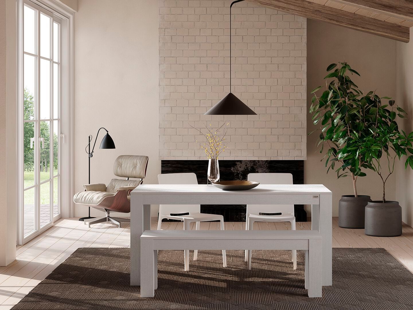 Прямоугольный обеденный стол из белого ясеня Mobili Fiver Rachele ARCH-00115346 - Вид №1