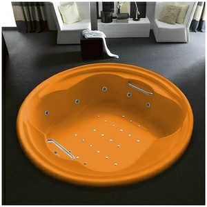 Ванна Gruppo treesse Perla V669Q оранжевая с гидромассажем аэромассажем дезинфекцией и дистанционным управлением круглая большая свободностоящая