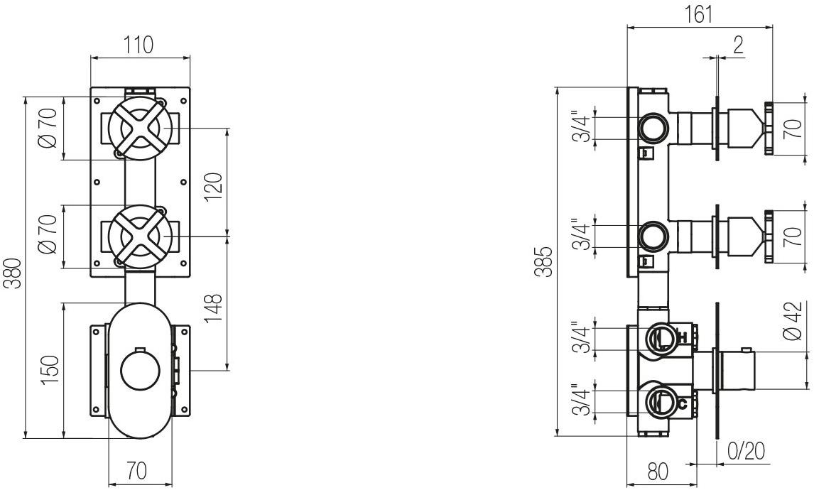GEDA 2-х ходовой смеситель для душа Hugò Gph41 Santreyd Hugo - Вид №1