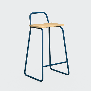 Барный стул с деревянным сиденьем синий Bauhaus WOODI  00-3966294 Синий