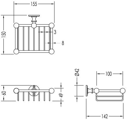 Латунная настенная мыльница для душа Devon&Devon первый класс ARCH-00037255 - Вид №2