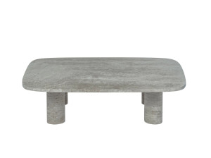 Низкий прямоугольный журнальный столик из травертина