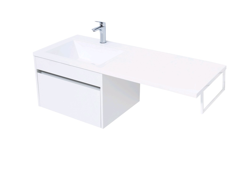 Тумба с раковиной Aquanet Токио 120 L белый (подвесная, 1 ящик) 0023691600235499 - Вид №3