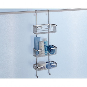 5684(13) Gedy, решётка прямоугольная 3-х уровневая на душевое стекло + 2 крючка, цвет хром