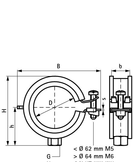 3363062 BIS KSB1 Хомуты с вкладышем epdm (M8, M8/10) для всех видов труб walraven  - Вид №1