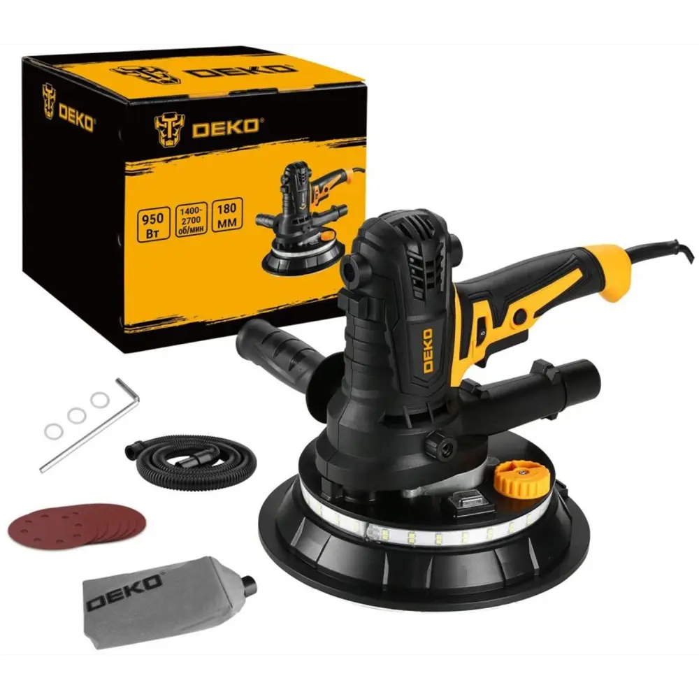 89370297 Машина шлифовальная для стен и потолков сетевая Deko DKWS950, 950 Вт, 180 мм STLM-0849740  - Вид №2