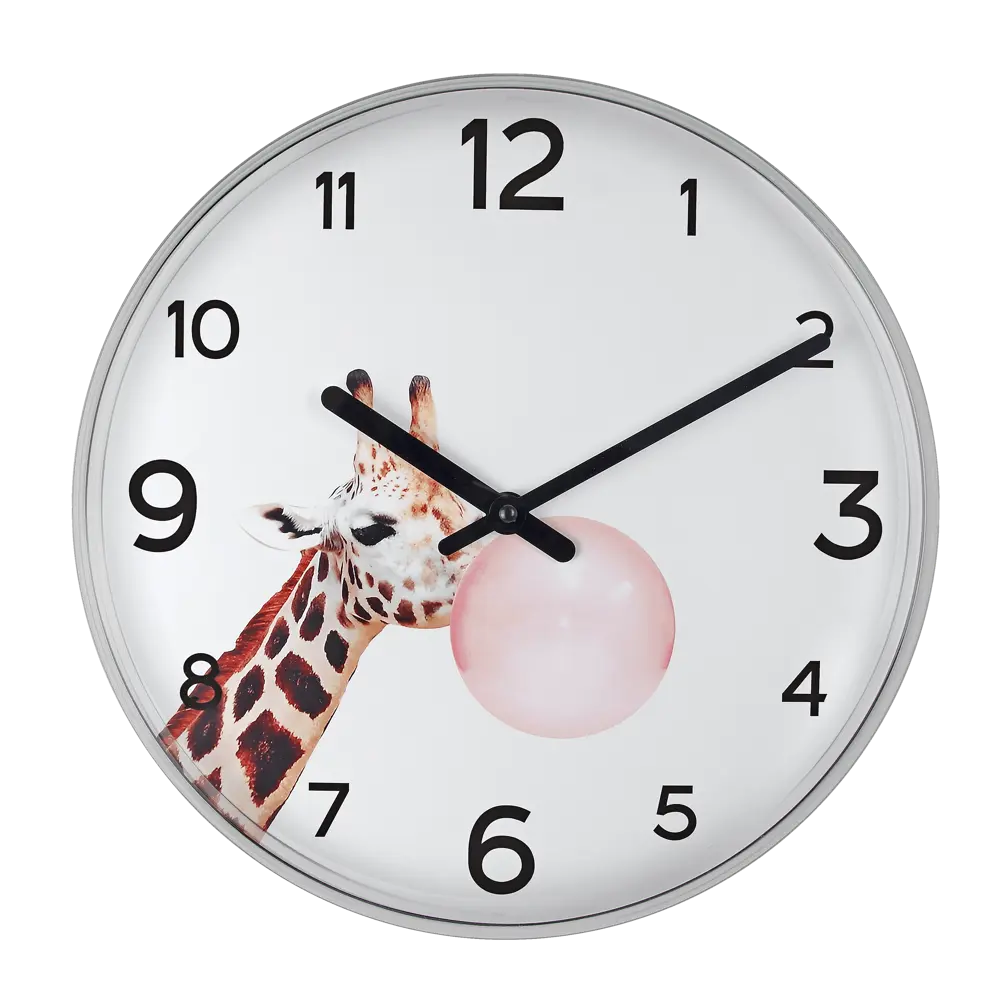 Часы настенные Troykatime Жираф круглые пластик цвет бело-розовый бесшумные ø30 см Детские STLM-2084679