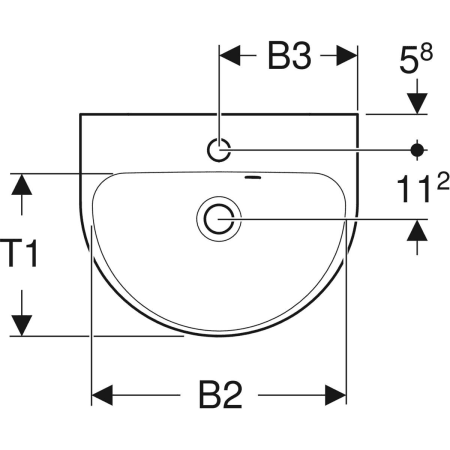 500.375.01.1 Geberit Renova Handwaschbecken mit asymmetrischem Überlauf Geberit  - Вид №2