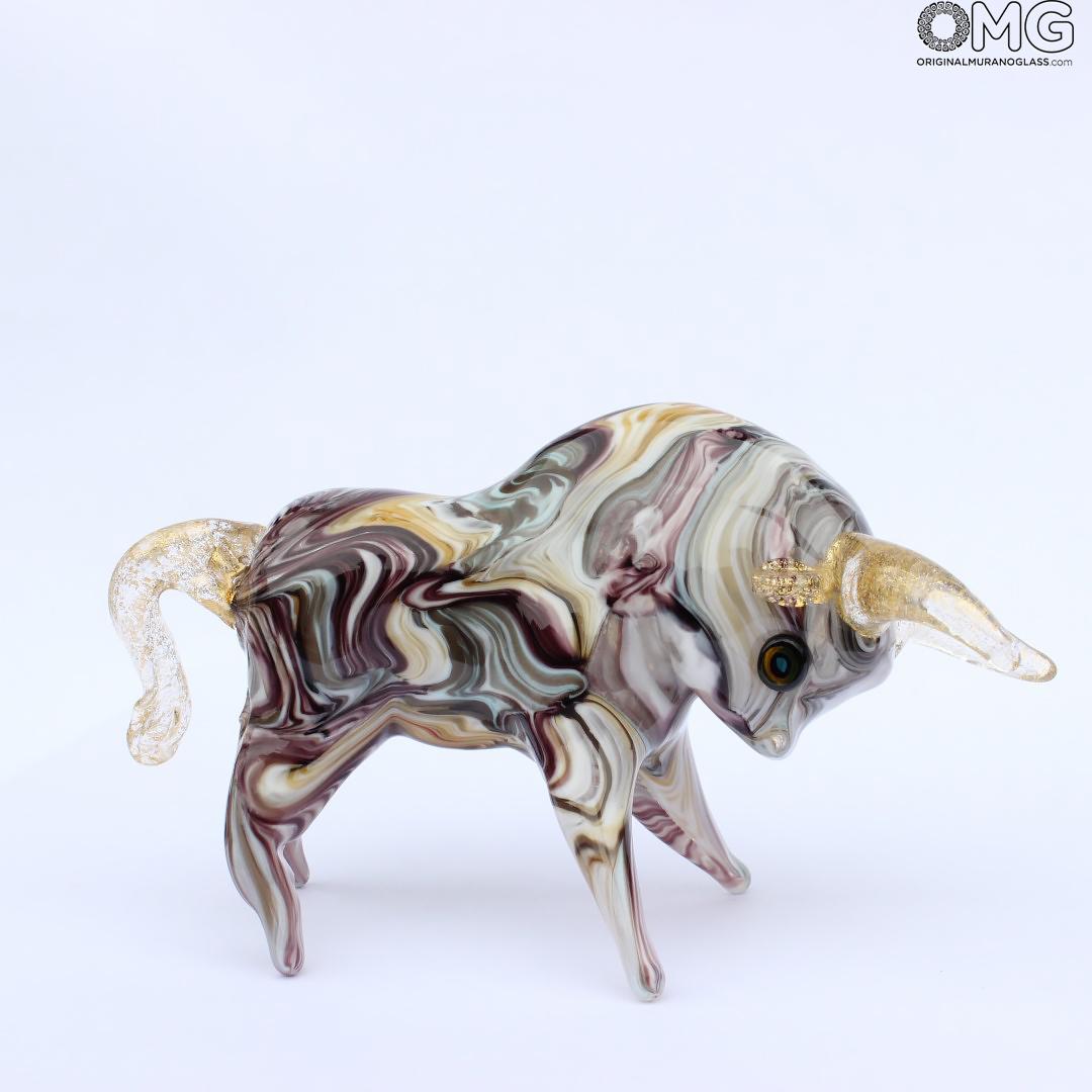 2068 ORIGINALMURANOGLASS Скульптура Разноцветный буйвол - муранское стекло 20 см  - Вид №1