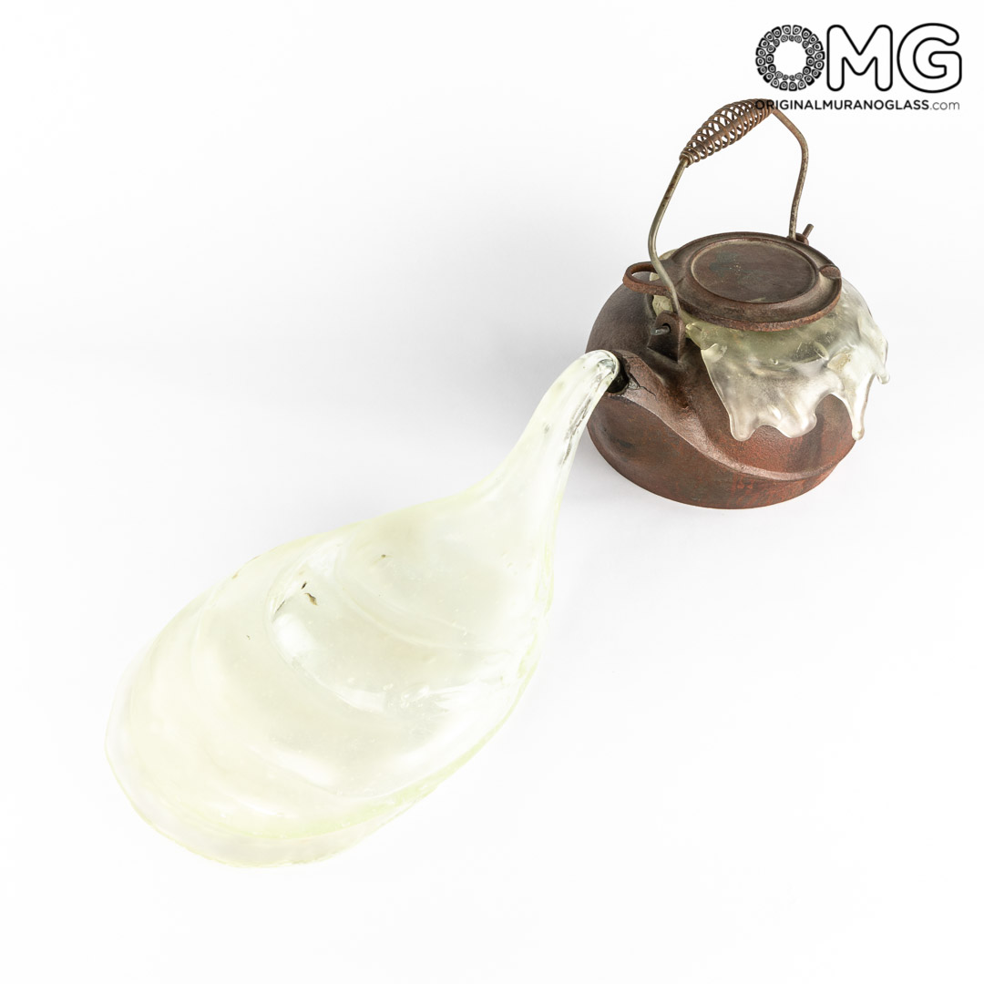 3524 ORIGINALMURANOGLASS Скульптура Кипящий чайник - Пино Синьоретто - муранское стекло OMG 59 см  - Вид №1