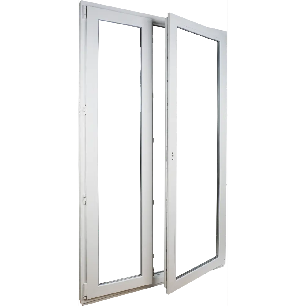 Балконная дверь ПВХ Deceuninck двустворчатая 2100x1200 мм (ВxШ) двуxкамерный стеклопакет белый/белый STLM-2046804 - Вид №1