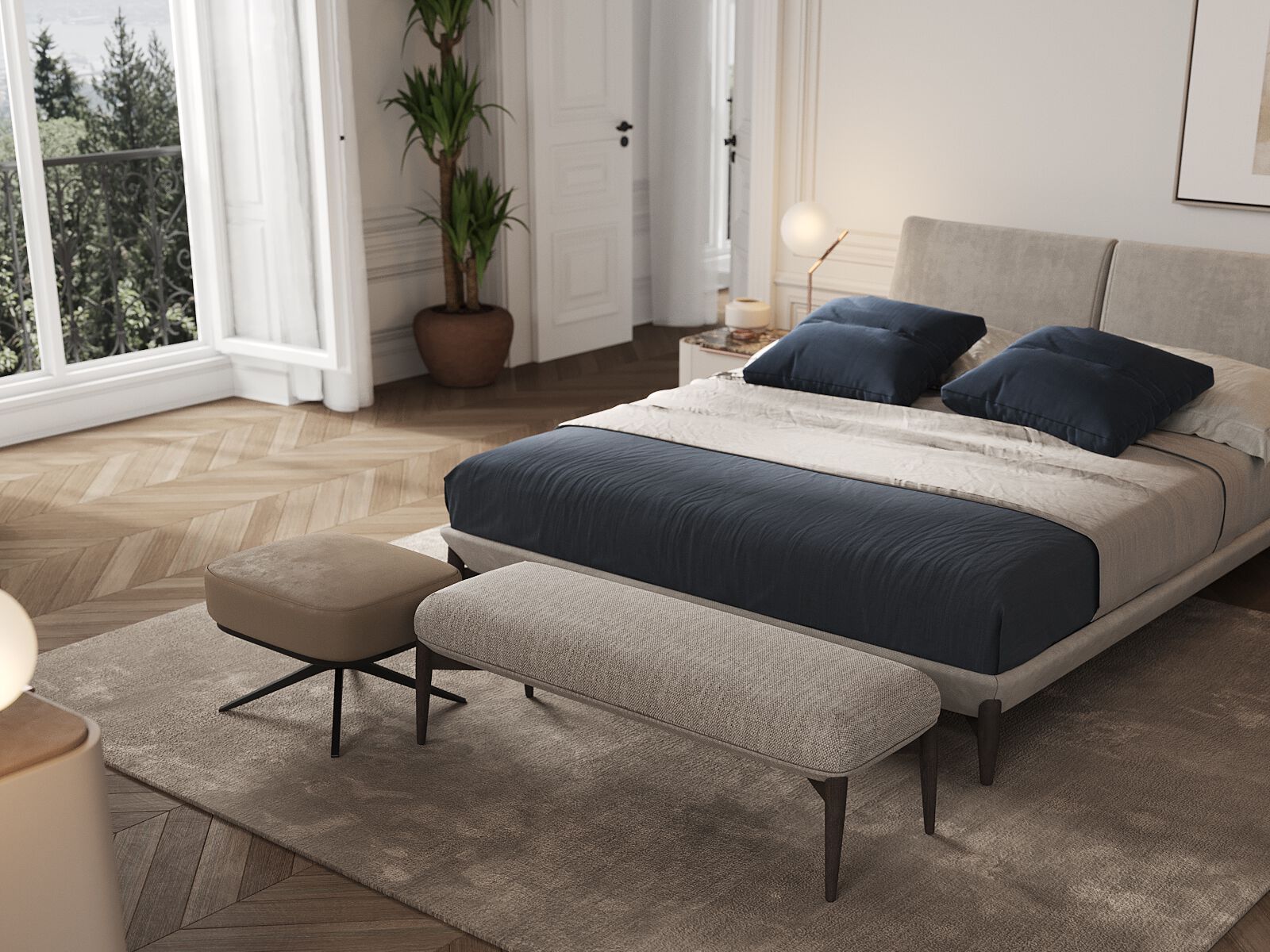 Мягкая скамейка из ткани PRADDY Natur ARCH-00123467 - Вид №5