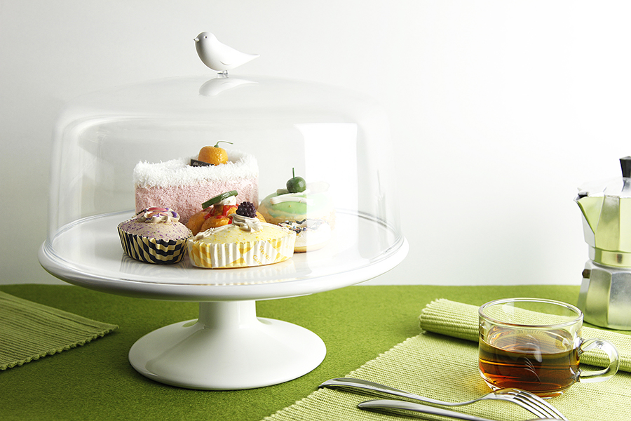 QL10237-WH Подставка для сладостей sweet tweet с крышкой, большая, белая Qualy  - Вид №1