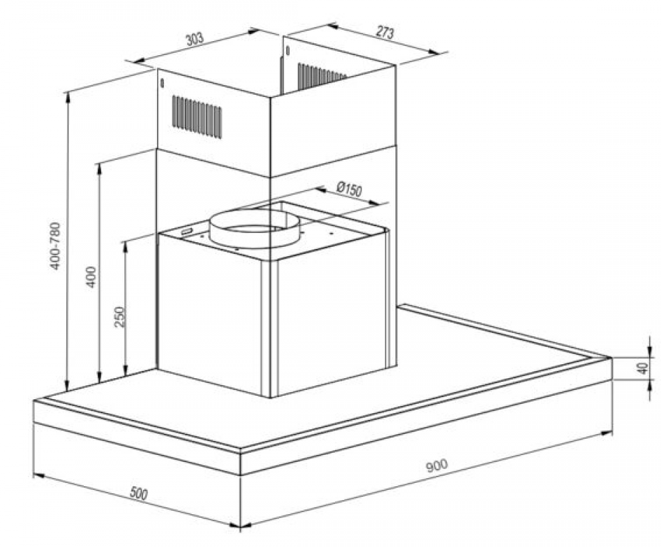 9240973 Вытяжка каминная SCHTOFF AMG TD 900 черный STDN-0027769 - Вид №1