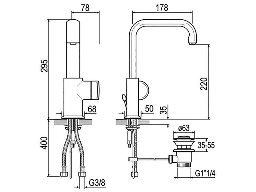 Однорычажный смеситель для раковины GUGLIELMI RUBINETTERIE AG ARCH-00065922 - Вид №2