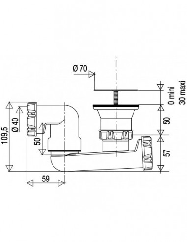 576200 000 00  Душевой трап для поддона 50 мм, решетка, регулируемый горизонтальный выход, нержавеющая сталь Valentin Хром  - Вид №2