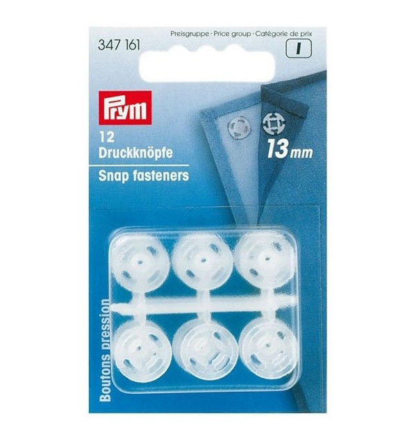 347161 Кнопка пришивная пластик d 13 мм 12 шт. прозрачные PRYM 