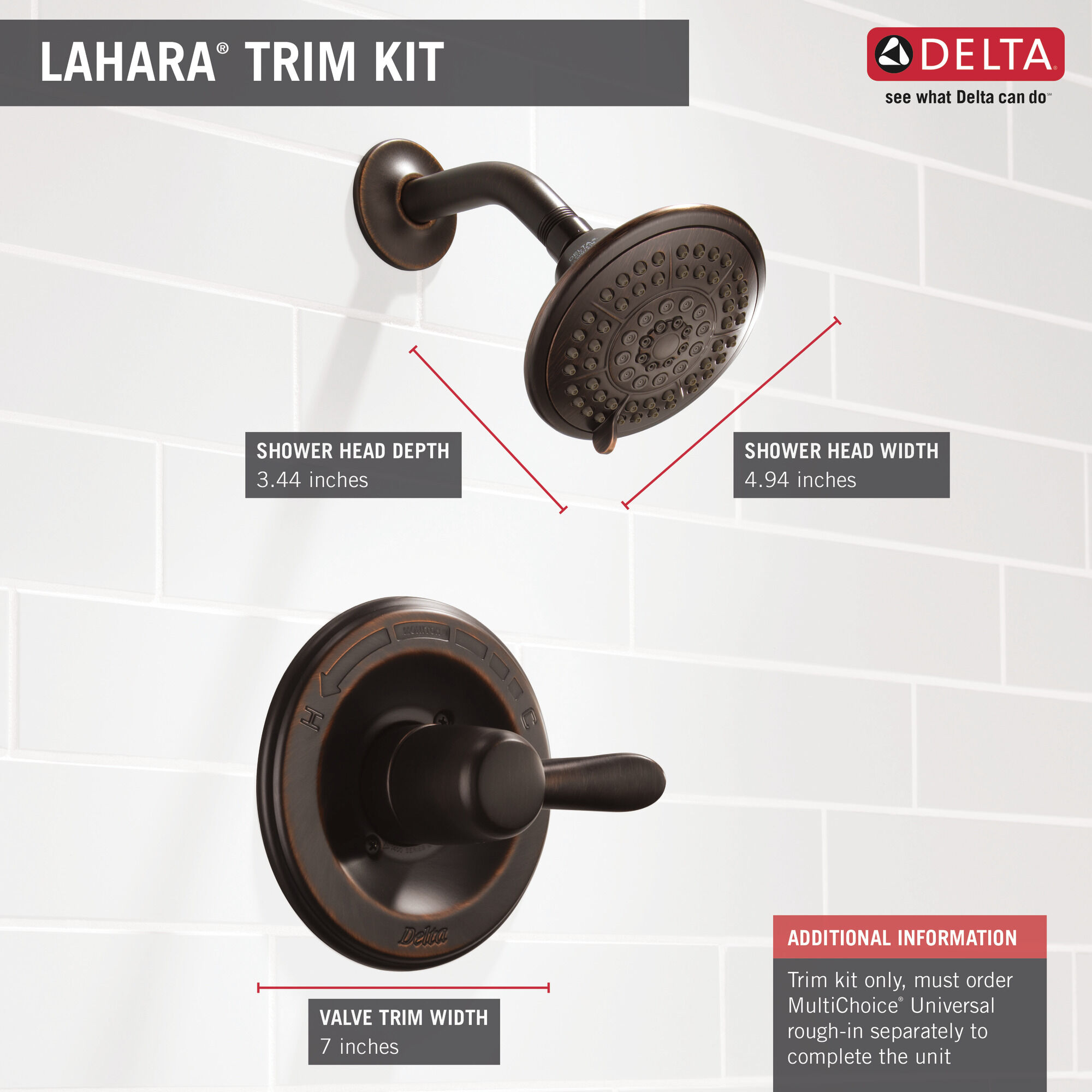 T14238-RB Облицовка для душа Monitor® серии 14 Delta Faucet Lahara Венецианская бронза  - Вид №2