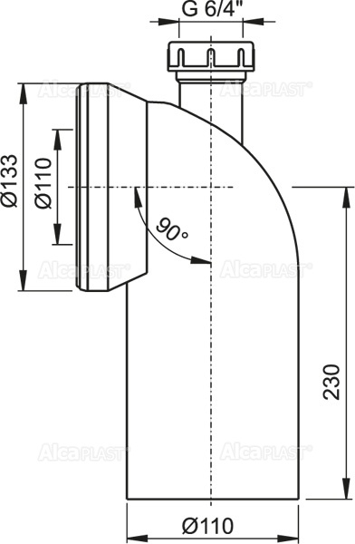 Колено для унитаза с присоединением DN40 - колено 90° ALCAPLAST A9090P40 - Вид №1