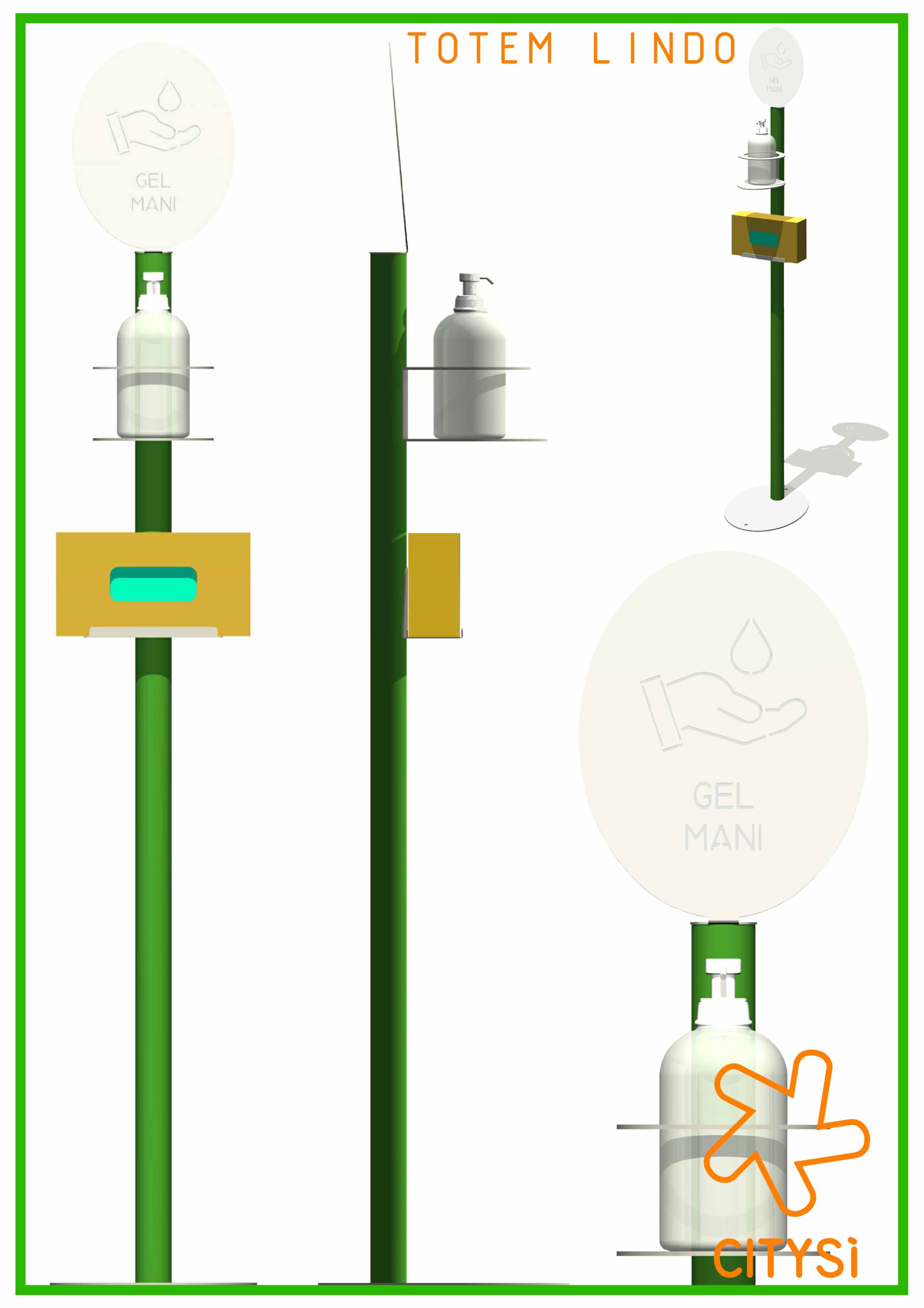 Металлический дезинфицирующий дозатор геля CITYSì SANISTAND LINDO ARCH-00096362 - Вид №7