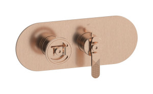 Комплект наружных частей термостата на 1 потребителей - горизонтальная овальная панель с ручками Bold WE ARE IB eua122srnb1 Brushed Rose Gold Aqua