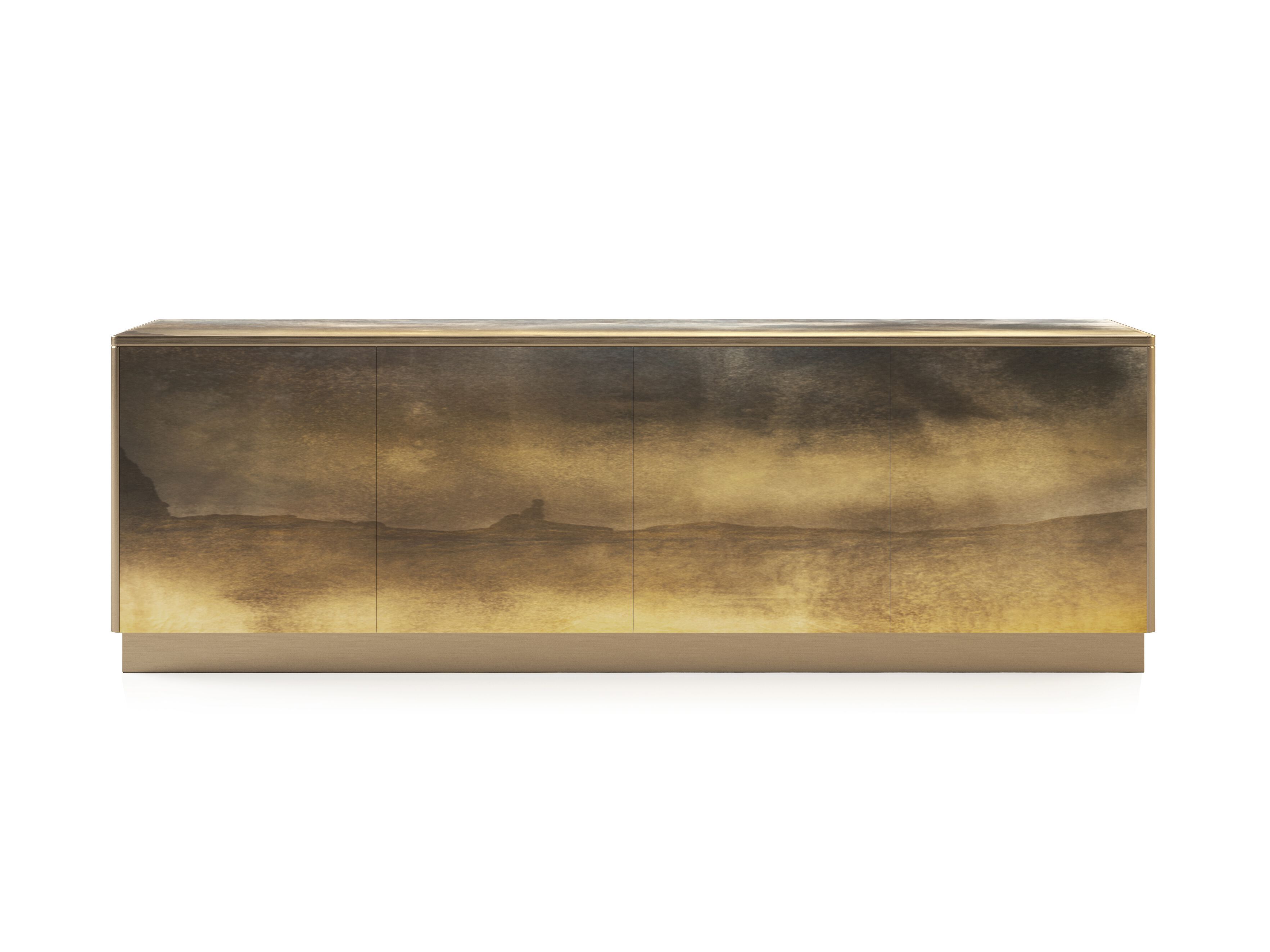 Деревянный шкаф с распашными дверями, покрытыми стеклом ARTE VENEZIANA итальянские пейзажи ARCH-00031331