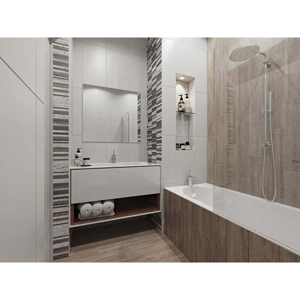 Керамогранит Wood Шале 15х60 см 1.36 м² цвет тёмно-коричневый BELANI STLM-2108102 - Вид №4